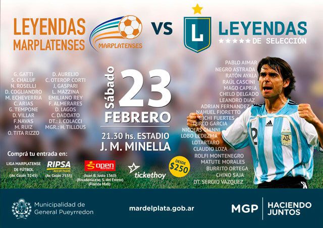 Leyendas de la Selección Argentina se enfrentarán a un combinado de futbolistas marplatenses