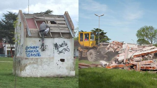 El Municipio demolió una construcción abandonada en la plaza Jorge Newbery